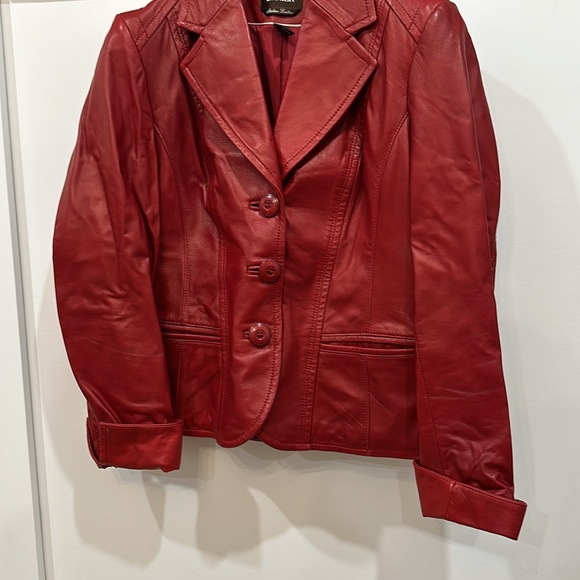 Buttery Soft Red Leather Blazer - Picture 2 of 5